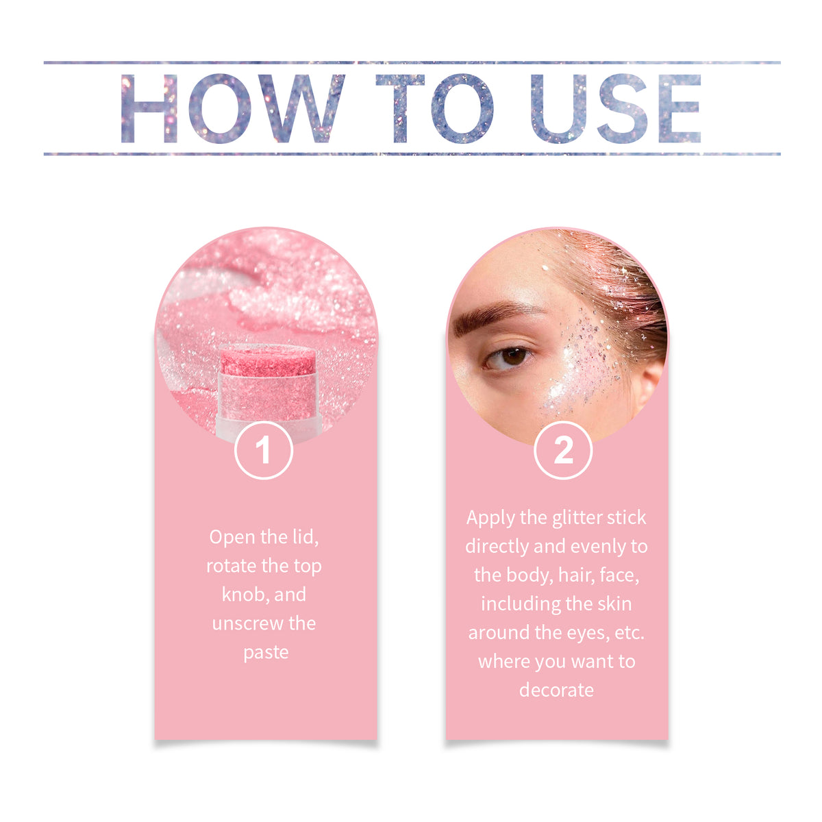 Jaysuing Sequined Glitter Stick (Pink), Party, Dance, Performance, Makeup, Face, Body, Collarbone, Highlight And Shine