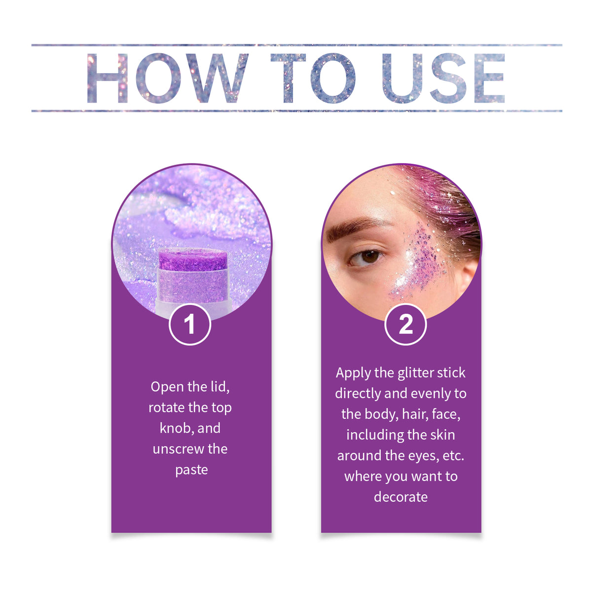 Jaysuing Sequined Glitter Stick (Purple), Party Dance, Performance, Makeup, Face, Body, Collarbone, Highlight And Shine